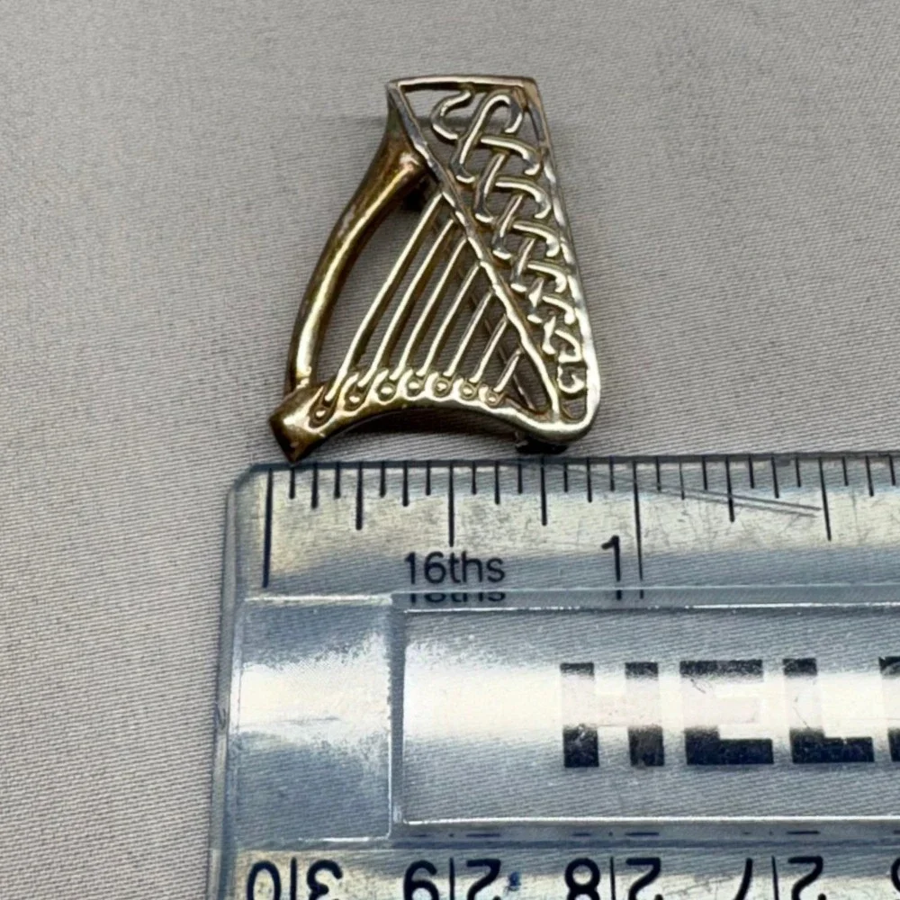 Unbranded Harp Brooch Unisex OS Silver Good Celtic Knot 925 Sterling Vintage